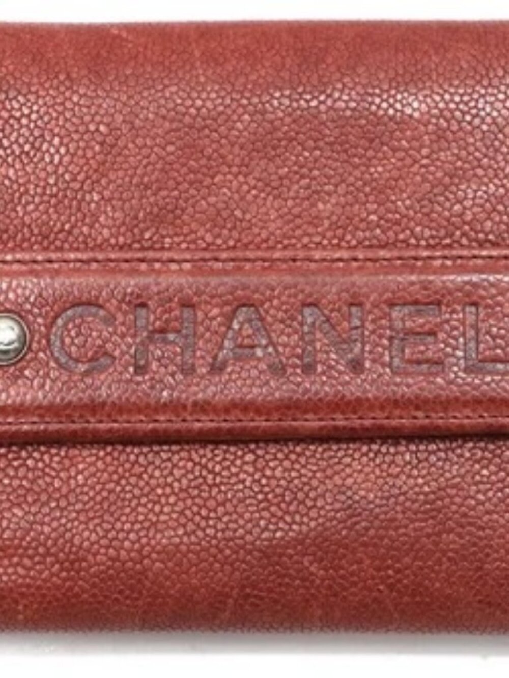 Chanel Red Caviar Leather Billfold Vintage 2005 Wallet